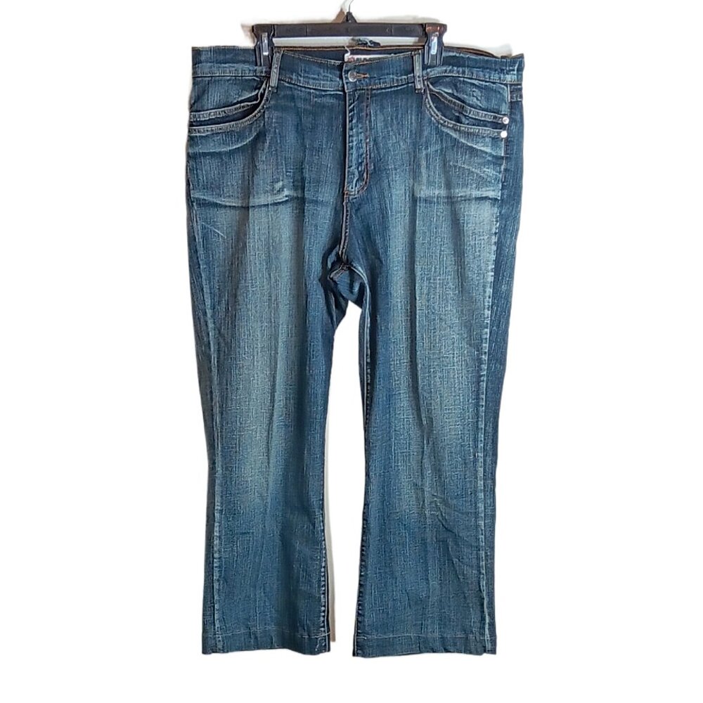 Old Skool Retro Bootcut Jeans Womens 18 Dark Wash High Rise Stretch Denim